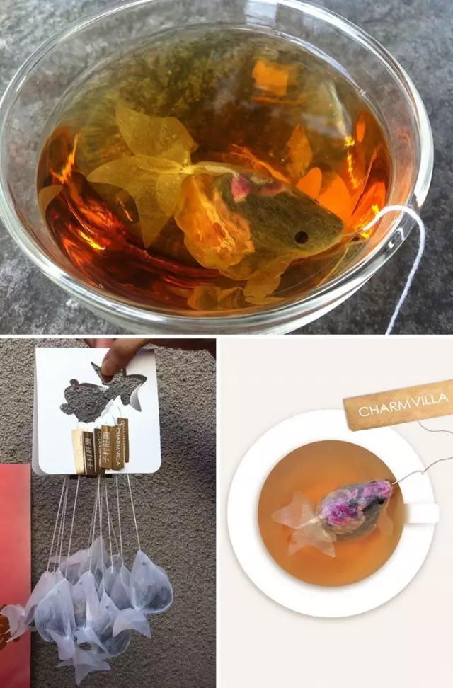 金魚茶包,泡水之后相似度更高